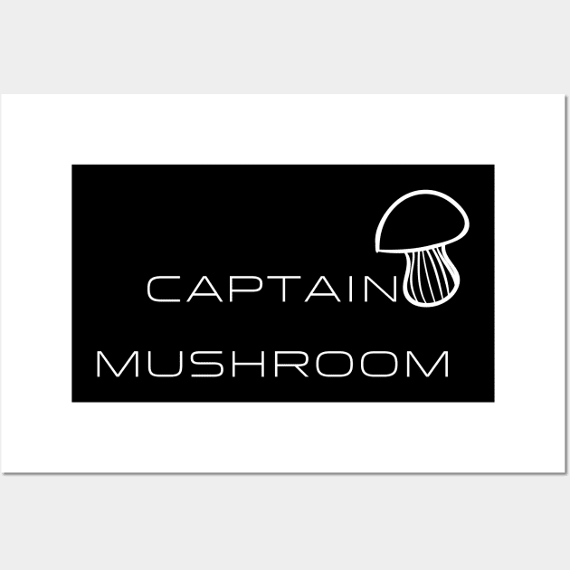 Captain Mushroom Typography White Design Wall Art by Stylomart